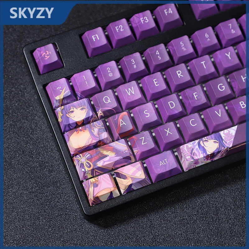 Genshin Impact Keycap Cherry Profile Beelzebul Theme Keycap Anime PBT Dye Thăng hoa Bàn phím cơ Keycap 108 Phím