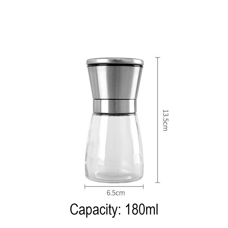 Lọ xay tiêu cầm tay bằng thuỷ tinh, nắp inox tiện dụng