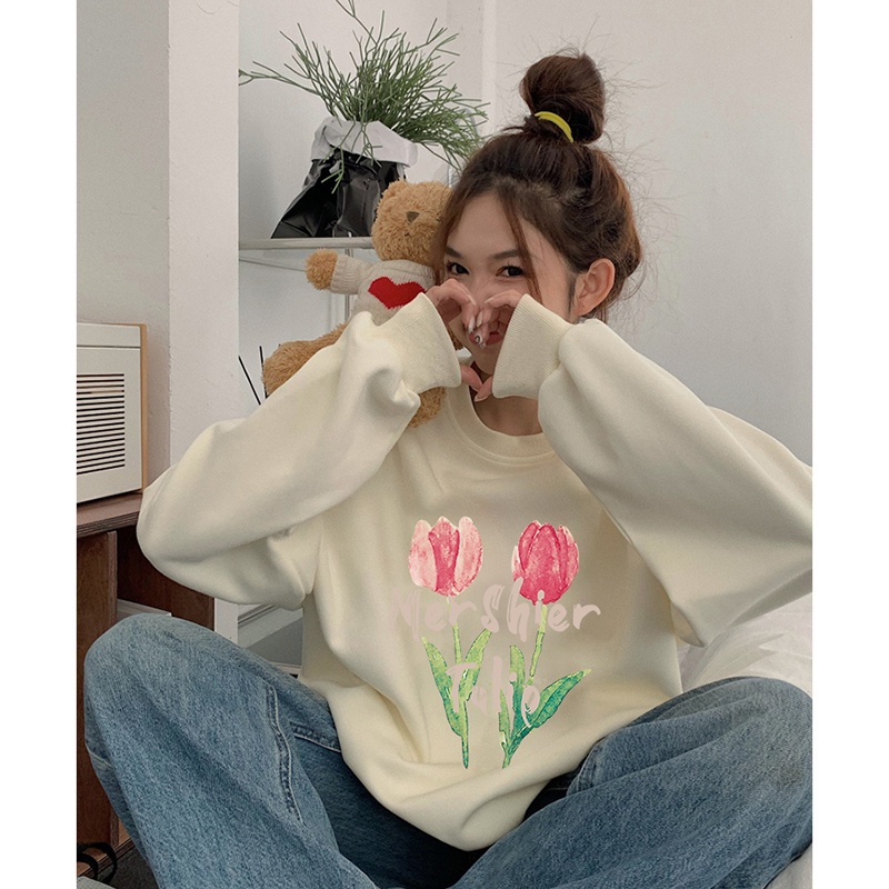 NRVP Áo Thun Tay Dài Oversize In Họa Tiết Phong Cách Hàn Quốc Thời Trang Cho Nam Và Nữ