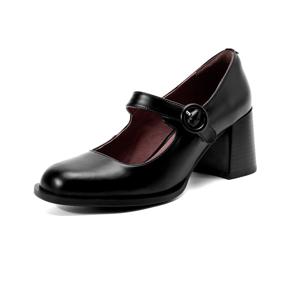 Giày Búp Bê Da Mũi Vuông Phong Cách Vintage Thời Trang Hè Thu 2022