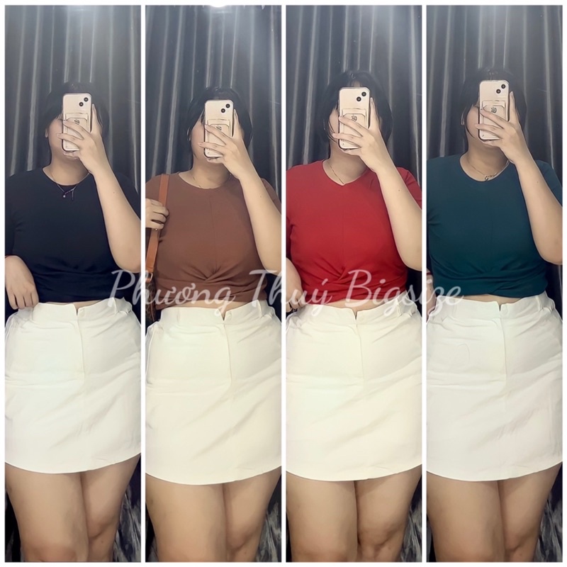 Áo xoắn eo dài tay, ngắn tay chất thun gân pozip nữ bigsize (ảnh mẫu chụp tại shop)