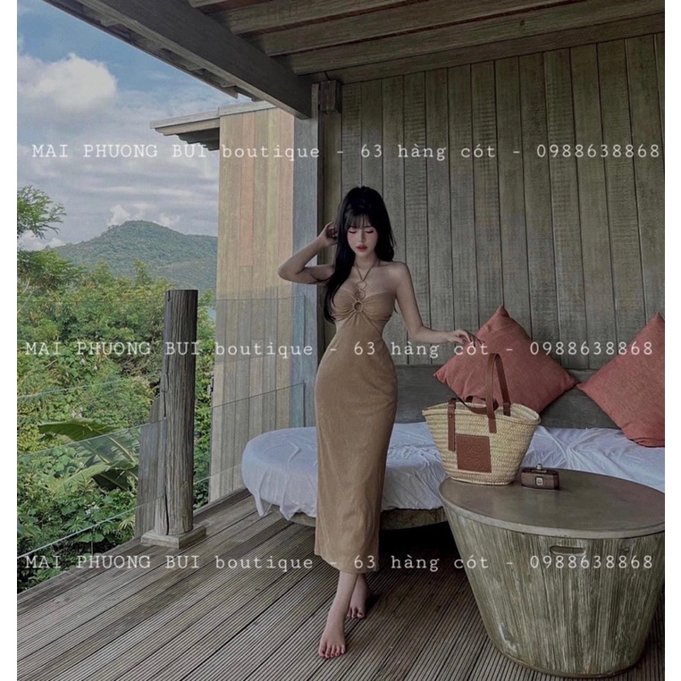 Váy Maxi Xốp Cúp Ngực Khoét Eo 3 Màu Sexy