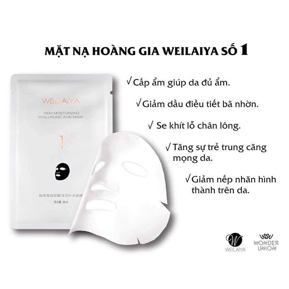 Mặt Nạ Trắng Da Weilaiya, Bổ Sung Nước, Dưỡng Ẩm Da Trắng Hồng Rực Rỡ Hợp Mọi Loại Da. Mask Hoàng Gia Hộp 28 Miếng