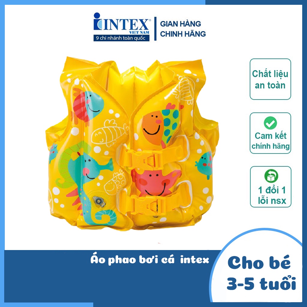 Áo phao bơi cá cho bé 3-5 tuổi CHÍNH HÃNG INTEX 59661, chịu trọng lượng 18kg