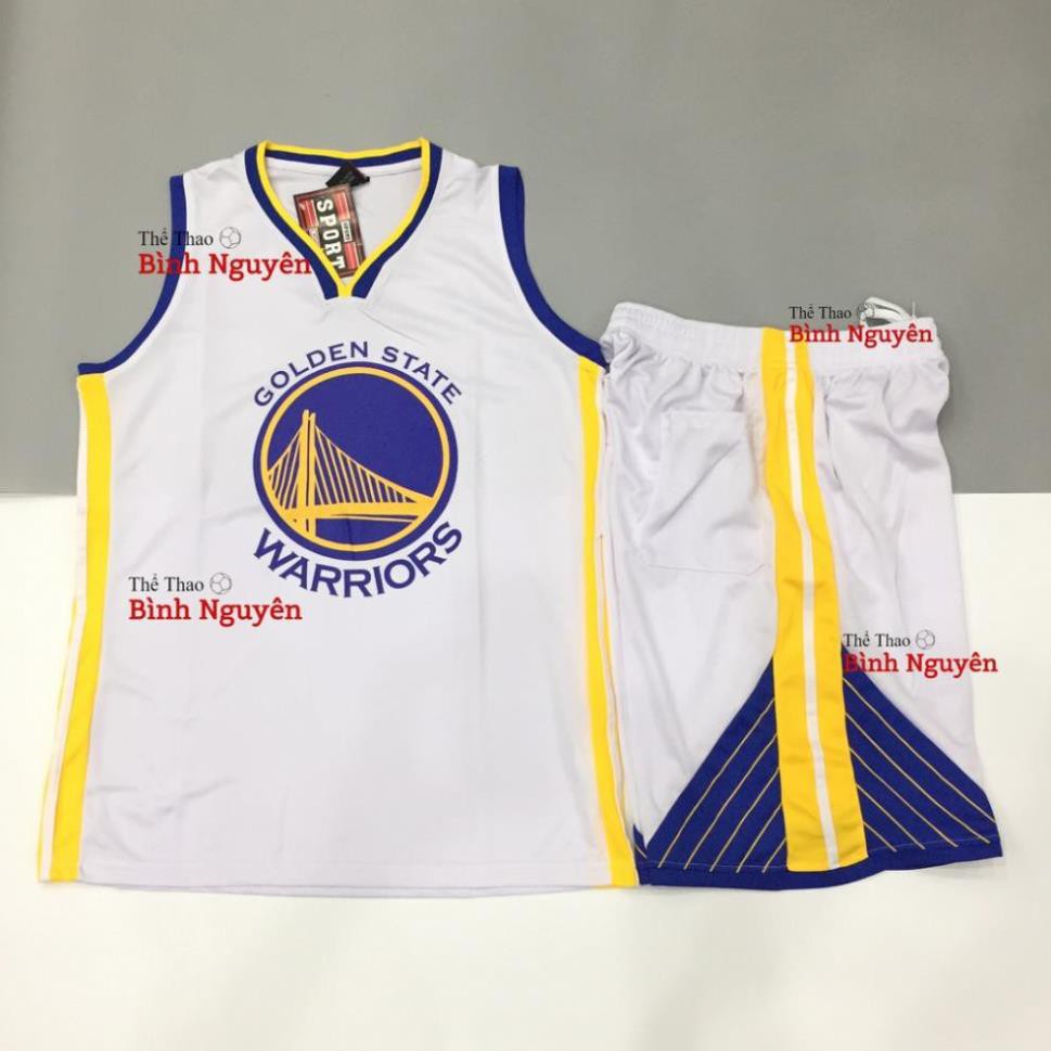 Bộ quần áo bóng rổ NBA Golden State Warrriors GSW trơn không số hàng đẹp nam nữ vải mè thoáng mát tốt  ཾ ་