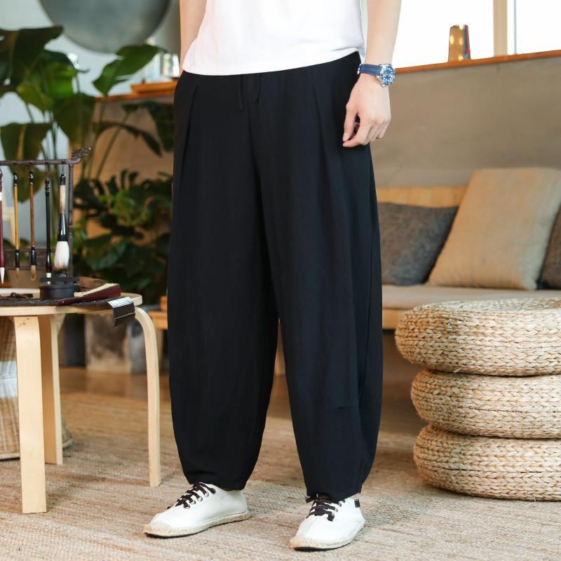 Quần Dài Thụng Thụng Vải Cotton Lanh Kiểu Trung Hoa Thời Trang Xuân Hè Mới Cho Nam
