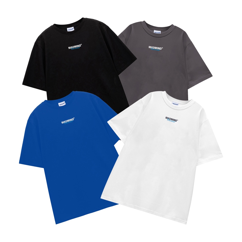 MADMIND® Chính Hãng - Áo Thun Essential Màu Đen / Xanh Dương / Trắng / Xám, In Cao, Logo Lấp Lánh Form Rộng Unisex