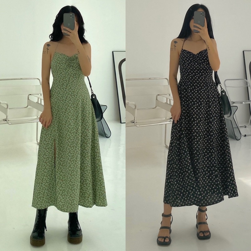 Elysia dress - Đầm hoa lụa dài xẻ tà - Somalyng.studio