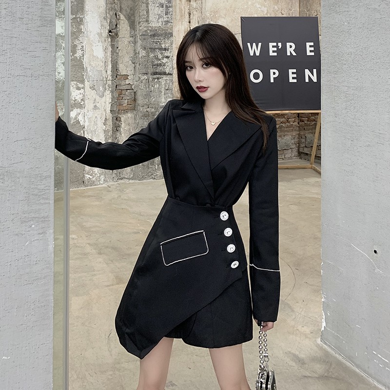 Set ulzzang váy đuôi cá áo quây trễ vai vạt lệch freesize
