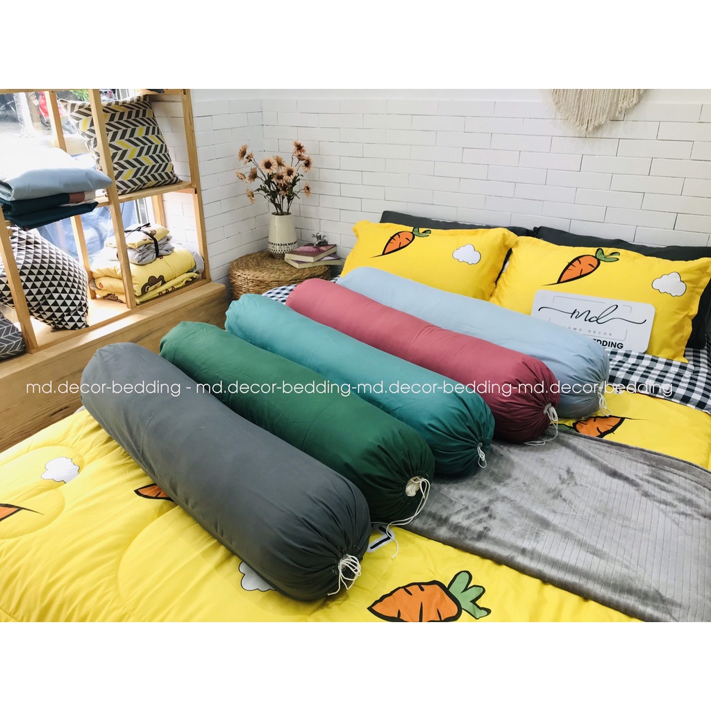 Vỏ Gối Ôm Cotton TiciMD.Decor- Bedding kích thước 35x100cm Lồng Được Ruột Đơn Màu Sang Trọng