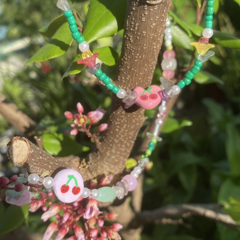 Tutti Frutti Cherry Blossom Necklace | Vòng cổ hạt cườm Cherry 🍒