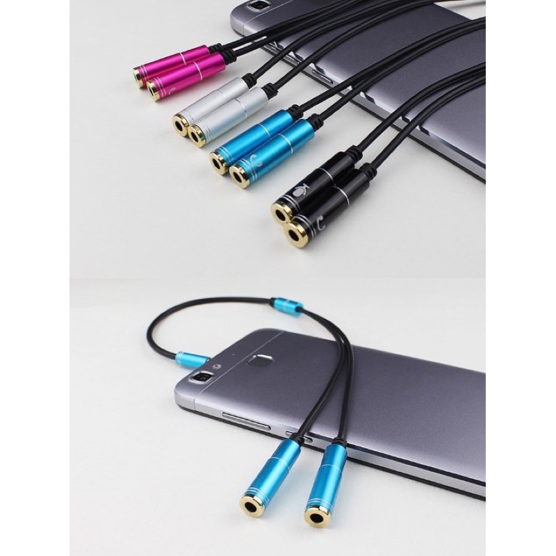 Dây loa chuyển đổi 3.5mm đực sang hai đầu 3.5mm cái  - Cáp chia Audio 3.5mm ra mic và loa
