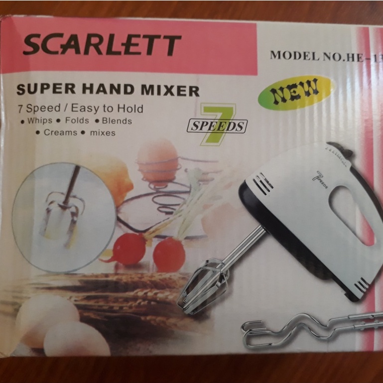 Máy đánh trứng, trộng bột Scarlett 7 tốc độ cầm tay