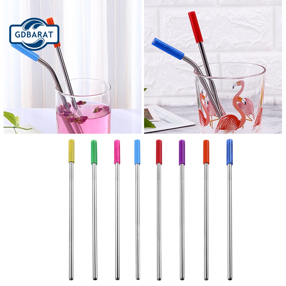 Bộ 4 Ống Hút Thẳng / Cong Bằng Thép Không Gỉ Và Silicone Tiện Dụng