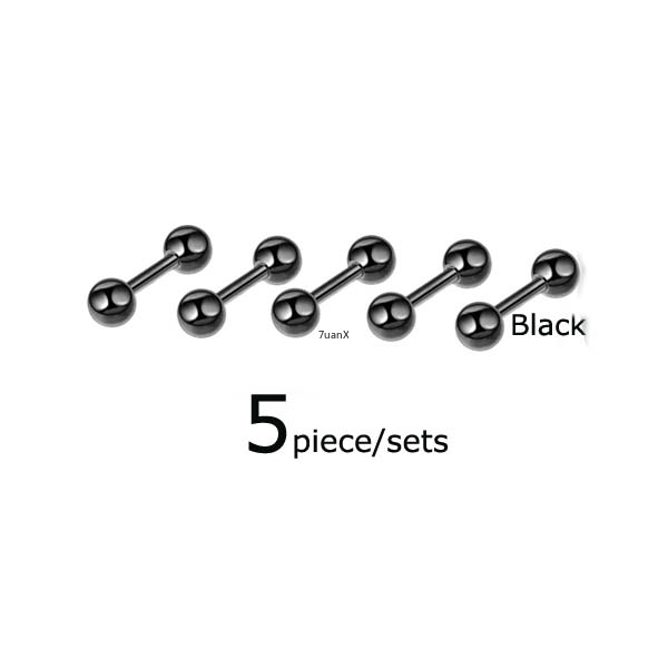 Set 5 khuyên tai hình thanh tạ 1.2mm (16G) thiết kế đơn giản cá tính