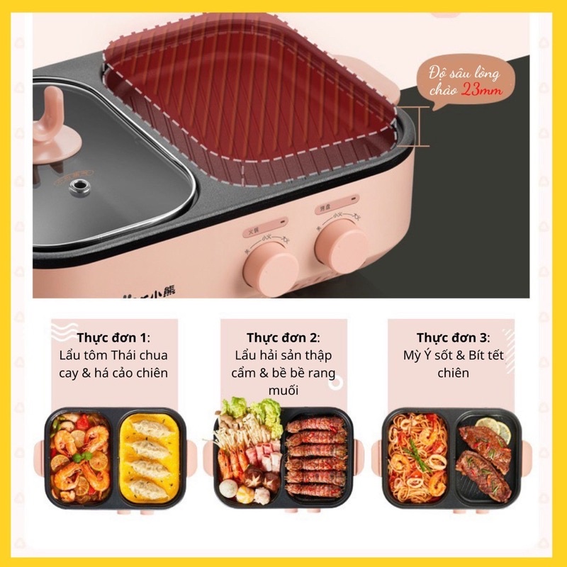 New 2021 Bếp lẩu nướng đa năng 2in1 Bear DKL-C12D