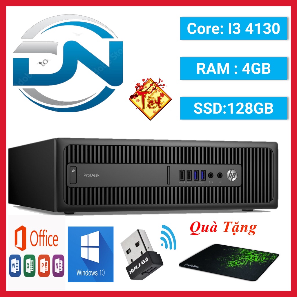 Cây Máy Tính Đồng Bộ - Máy Tính Bàn HP 600G1-400G1 (Core i3 4130- Ram 4GB -SSD 128GB).Tặng USB Thu Wifi và Bàn Di Chuột