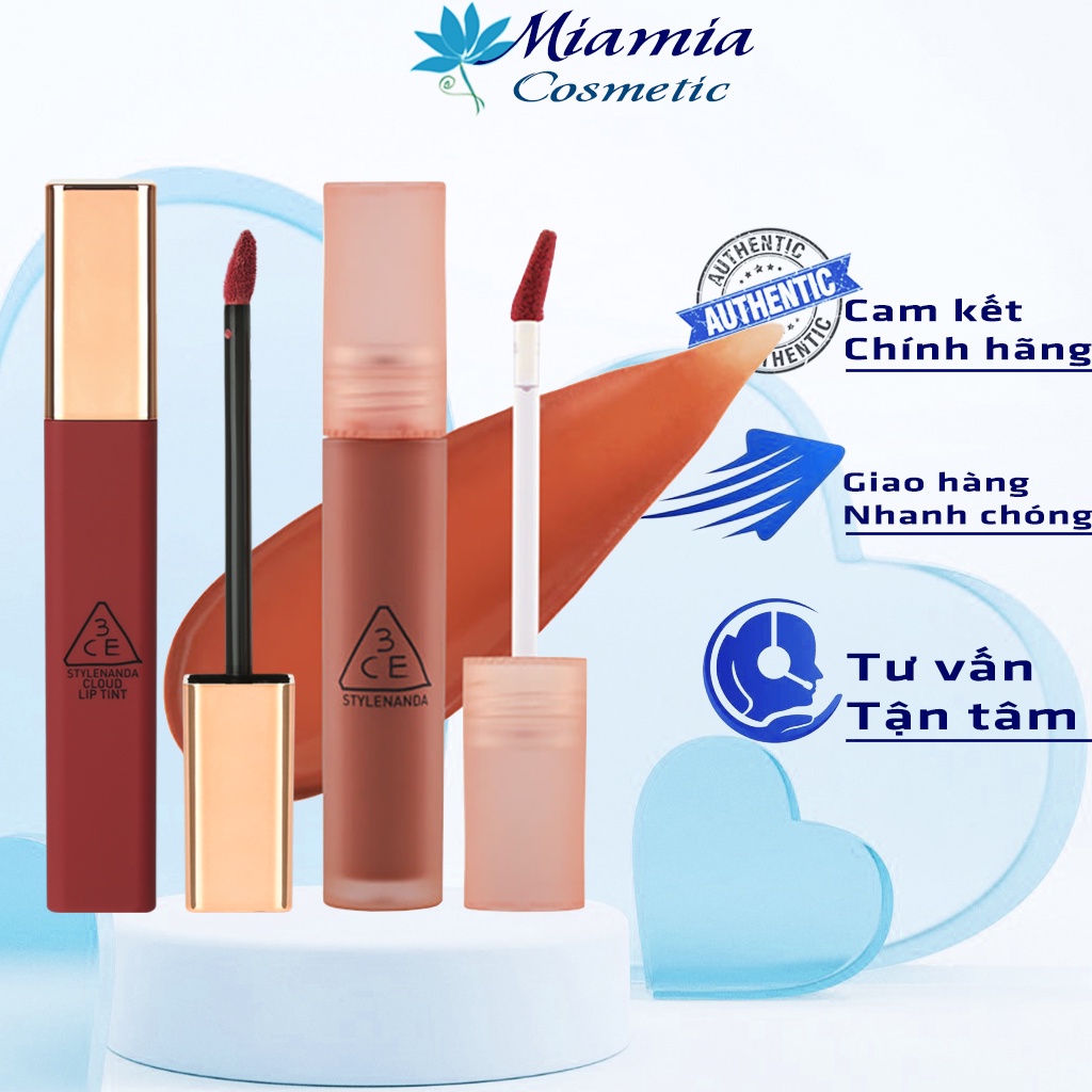 Son 3CE Kem Lì Tint Blur Water 4.6g Cloud Lip 4g Màu Đẹp LayDown Casual Affair Sepia Bake Beige Needful Live A Little