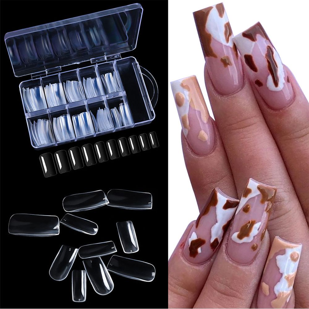 [Hàng mới về] Set 100 móng tay giả trong suốt bằng acrylic chuyên dụng làm đẹp cho nữ