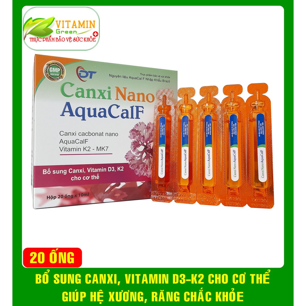 CANXI NANO AQUACALF CANXI NANO HỮU CƠ KẾT HỢP VITAMIN D3 K2 GIÚP XƯƠNG RĂNG CHẮC KHỎE