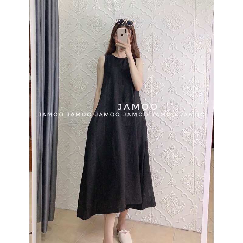 Váy ba lỗ suông chất thô trơn dáng xoè có túi hông_ Đầm nữ Jamoo( Hình kèm video thật) | BigBuy360 - bigbuy360.vn