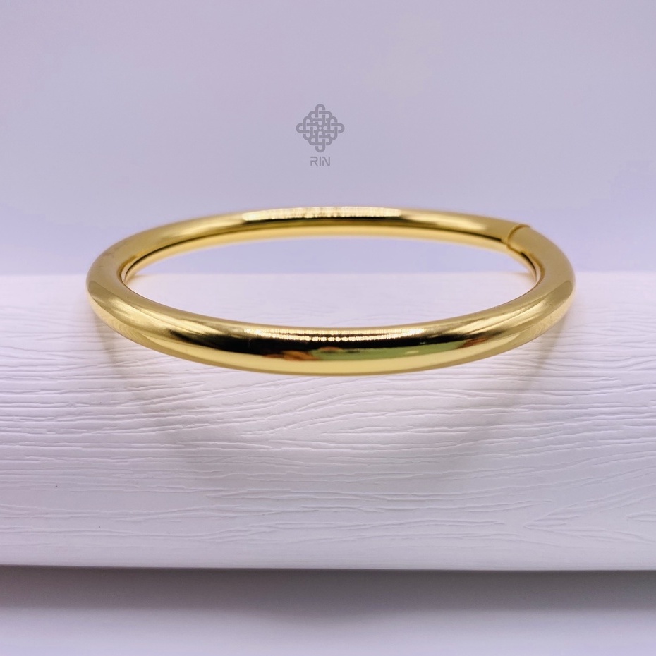 Vòng tay vàng trơn titan, Lắc tay vàng trơn titan giả màu vàng 18k, TRANGSUCMOILUATUOI.RIN