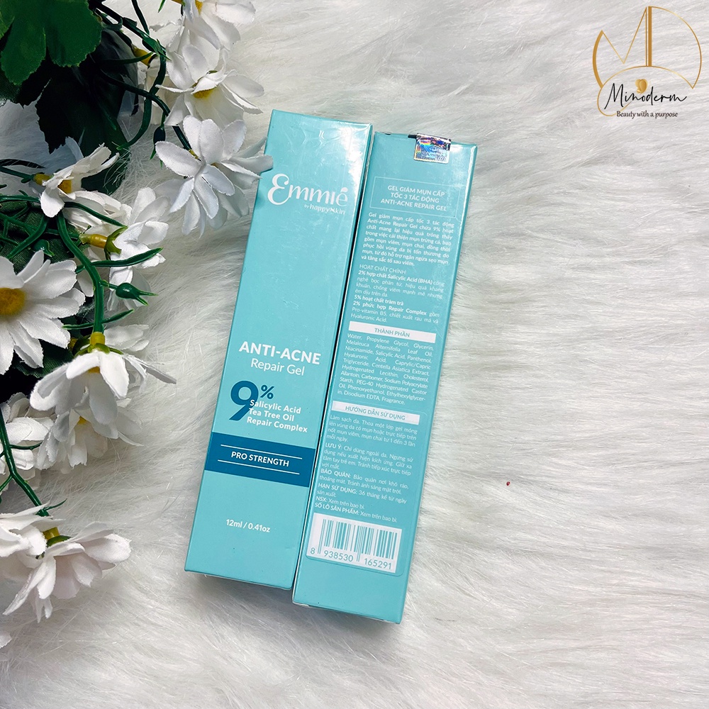 Gel giảm mụn Emmié By Happyskin Anti Acne Repair Gel Giảm Mụn Cấp Tốc 3 Tác Động 12ml