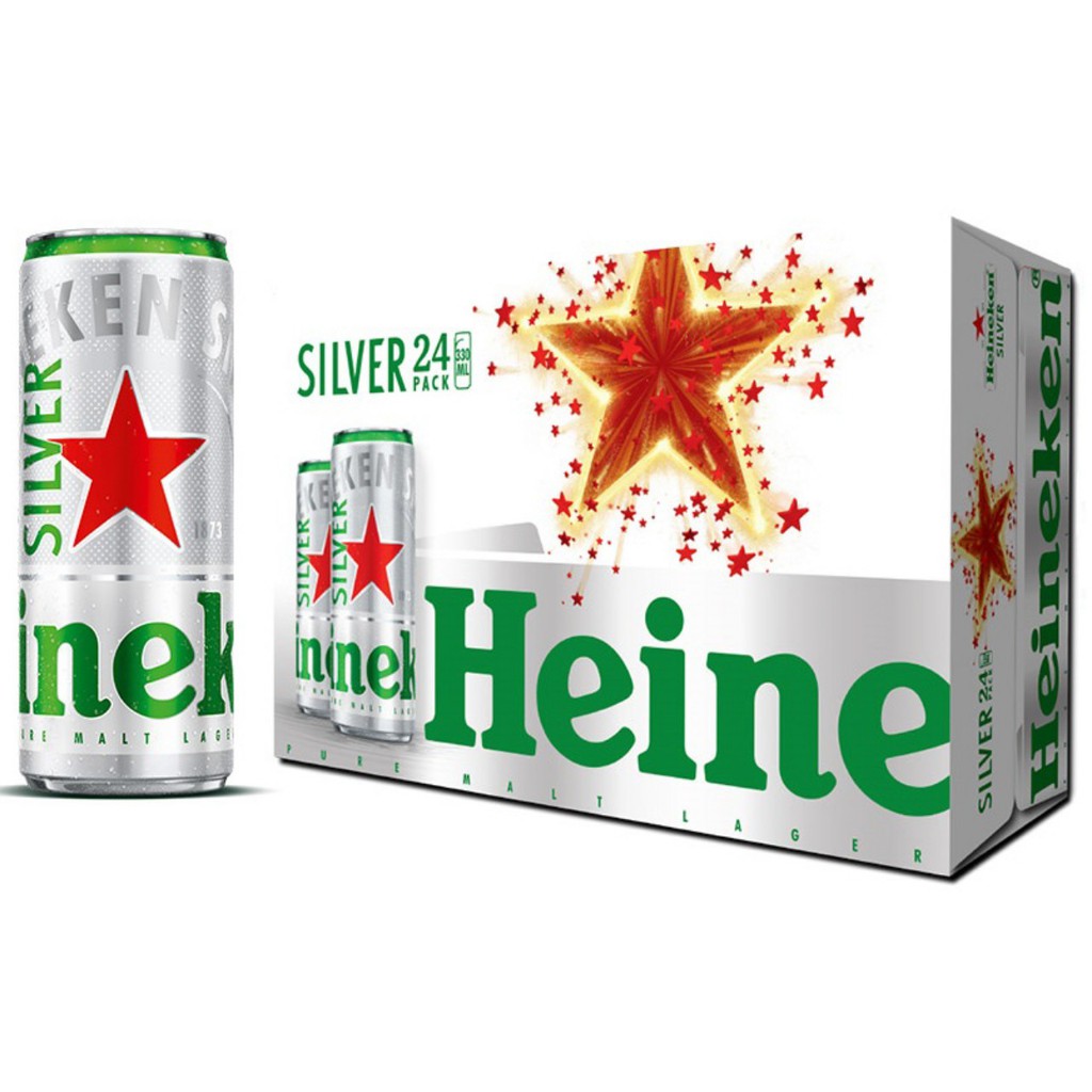 Thùng Bia Heineken Xanh / Silver 24 Lon 330ml (Giao Hàng: Now / Grab)