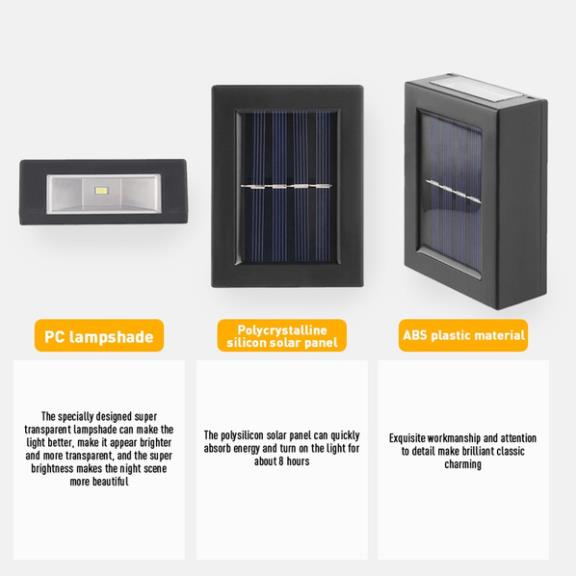 Đèn LED Gắn Tường - Năng Lượng Mặt Trời, chống nước IP65 - Trang trí nhà cửa sân vườn GD0029
