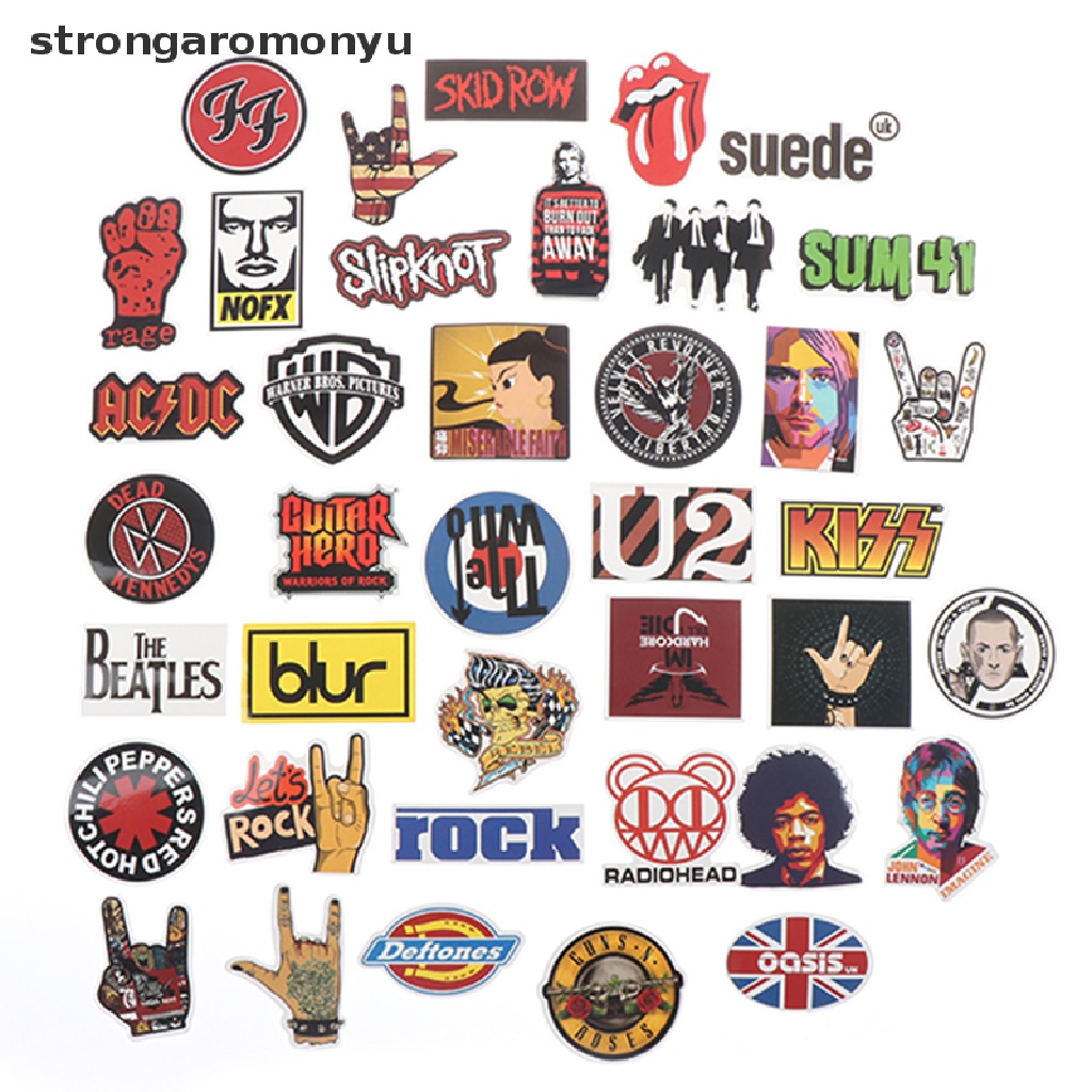 Set 50 Miếng Dán Graffiti Hình Ban Nhạc Rock Trang Trí Laptop Ván Trượt Hành Lý