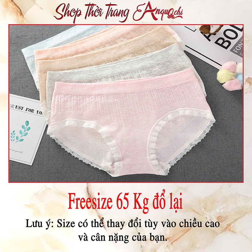 Quần lót nữ cao cấp sexy chất cotton kháng khuẩn viền ren freesize 65Kg đổ lại, Hàng Quảng Châu đẹp L004 - Anquachi | BigBuy360 - bigbuy360.vn