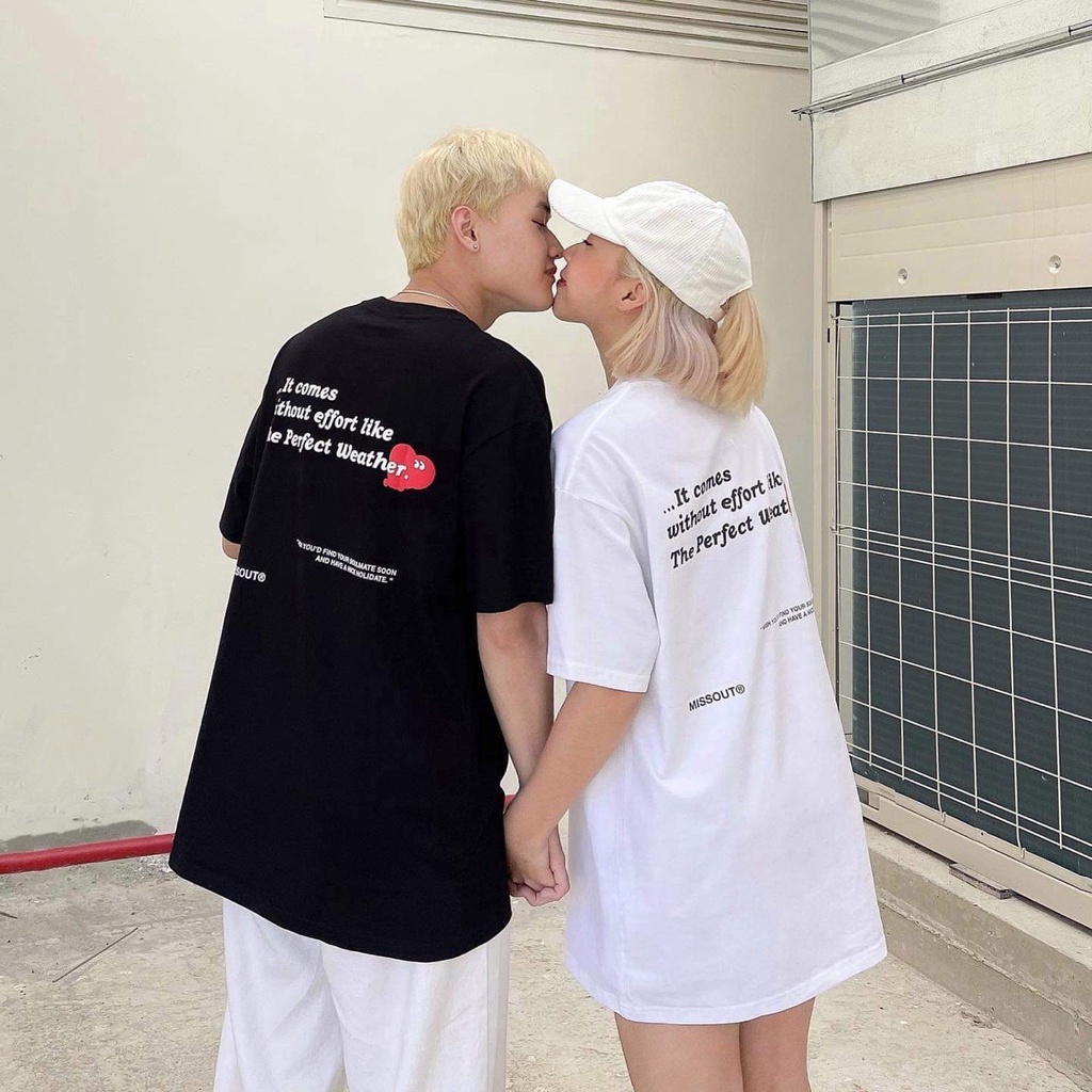 Áo Thun missout love 2 màu nam nữ Full Tag tay cổ