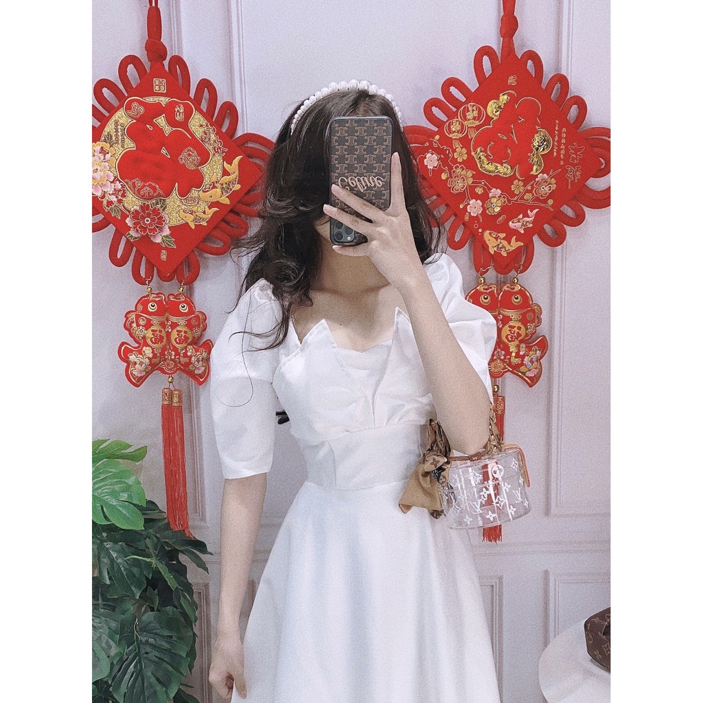 [ẢNH &amp; VIDEO THẬT]_Đầm Tafta cổ kiều sang chảnh quyến rũ dự tiệc HANNAHOUSE 1555