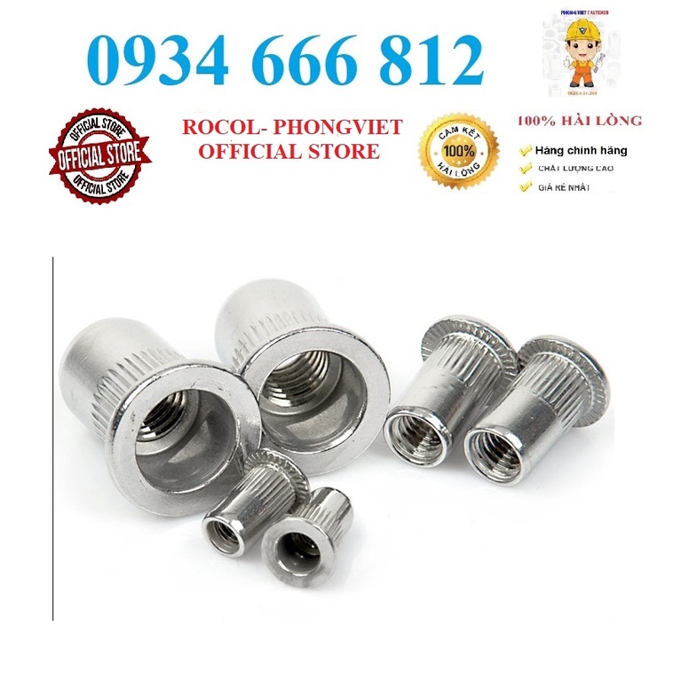 Combo 50c Ốc tán rút inox 304 M5