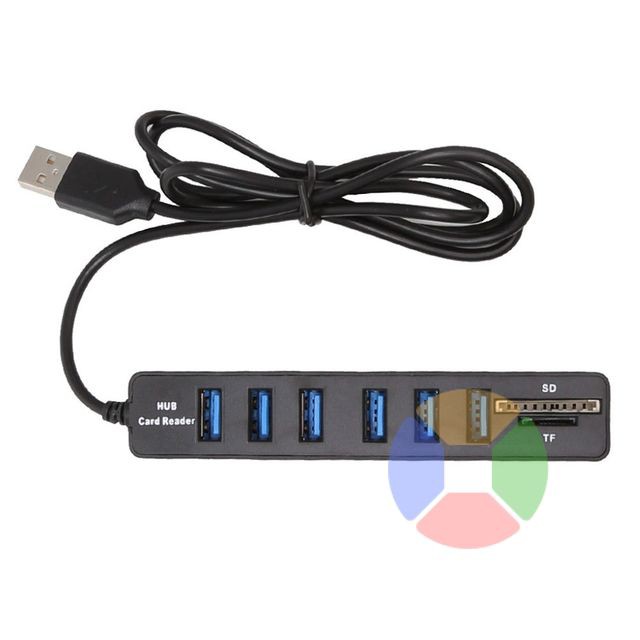 Combo Hub Chia USB 2.0 6 Cổng USB Tích Hợp Đọc Thẻ Nhớ SD/TF 2 trong 1