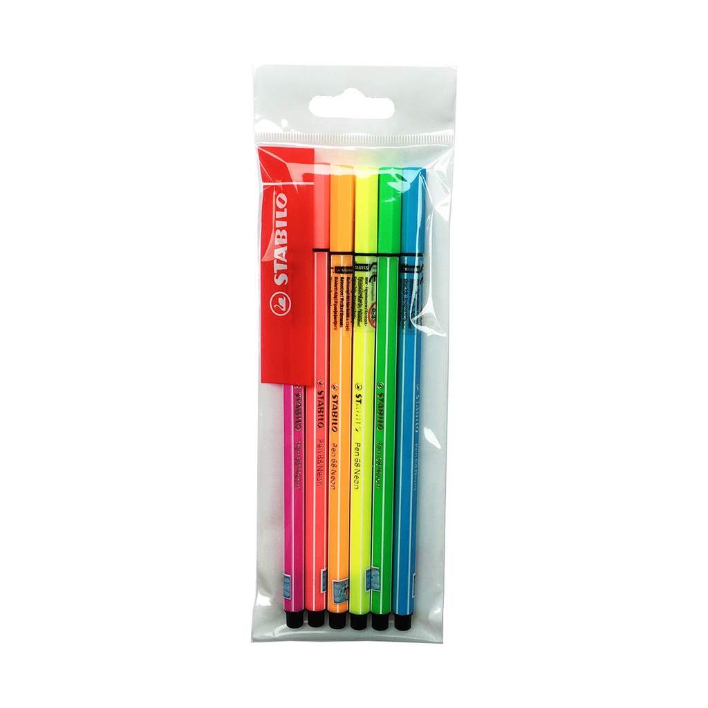 Bộ 6 bút lông STABILO Pen 68 1.0mm màu dạ quang (PN68/NEON-C6)