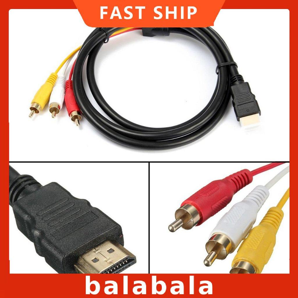 [BL]1080P HDTV HDMI-compatible Male To 3 RCA Audio Video AV Cable Cord Adapter