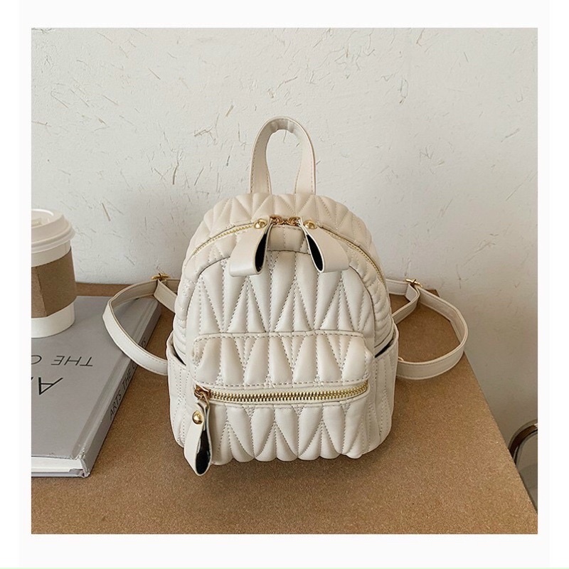 [Bán Sỉ] Balo mini nữ, Balo đi chơi đi du lịch đẹp trần chỉ chéo size 20 phong cách vintage siêu xinh