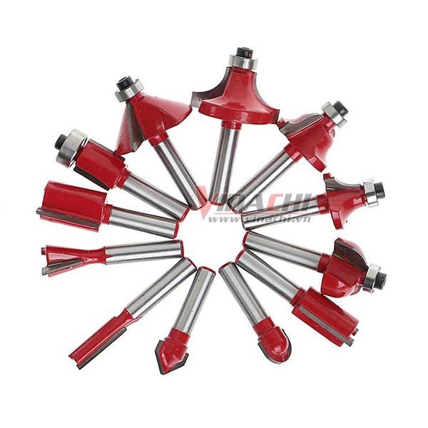 Bộ 12 Mũi Soi Cốt 6.35mm Chuyên Dùng Cho Máy Phay Cầm Tay, Máy Bàn Router Cốt 6.35mm