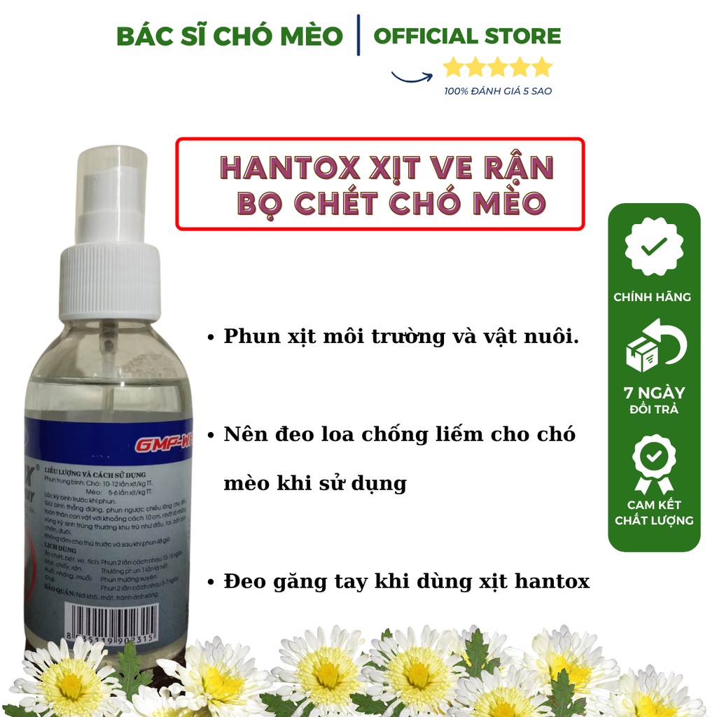 Hantox Spray Chai Xịt Ve Chó Trong Nhà- Diệt Ve Rận Tận Gốc 100%