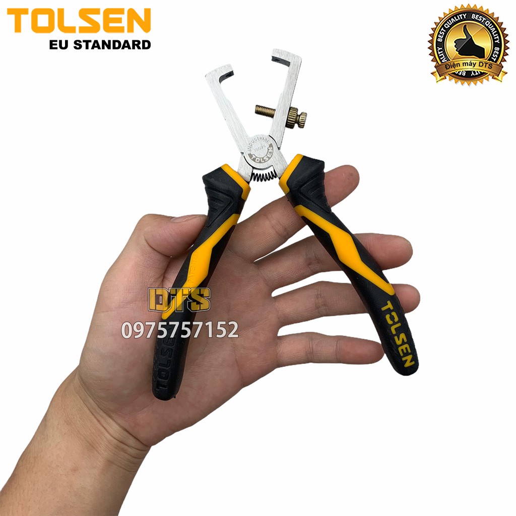 Kìm tuốt dây điện công nghiệp TOLSEN 6 inch/ 160mm thép CR-V cao cấp siêu bền, dễ sử dụng – Tiêu chuẩn xuất khẩu Châu Âu