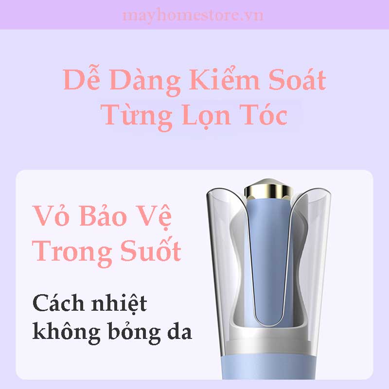 Máy Uốn Tóc Xoăn Xoay Tự Động 2 Chiều 360 độ Tạo Ion Âm 1000W Làm Xoăn Nhanh 10s Điều Chỉnh 4 Mức Nhiệt Cao Cấp MH 918