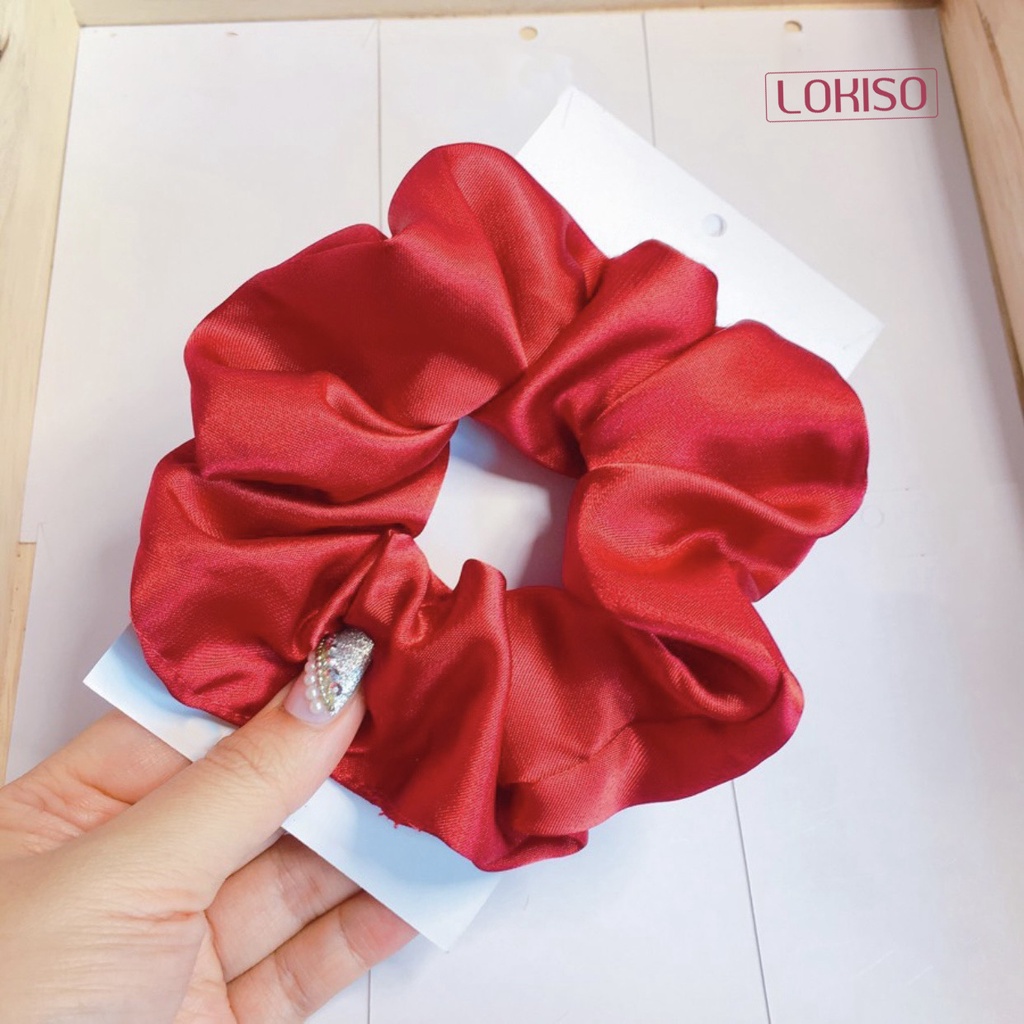 Dây buộc tóc scrunchies vải trơn cute LOKISO PK01