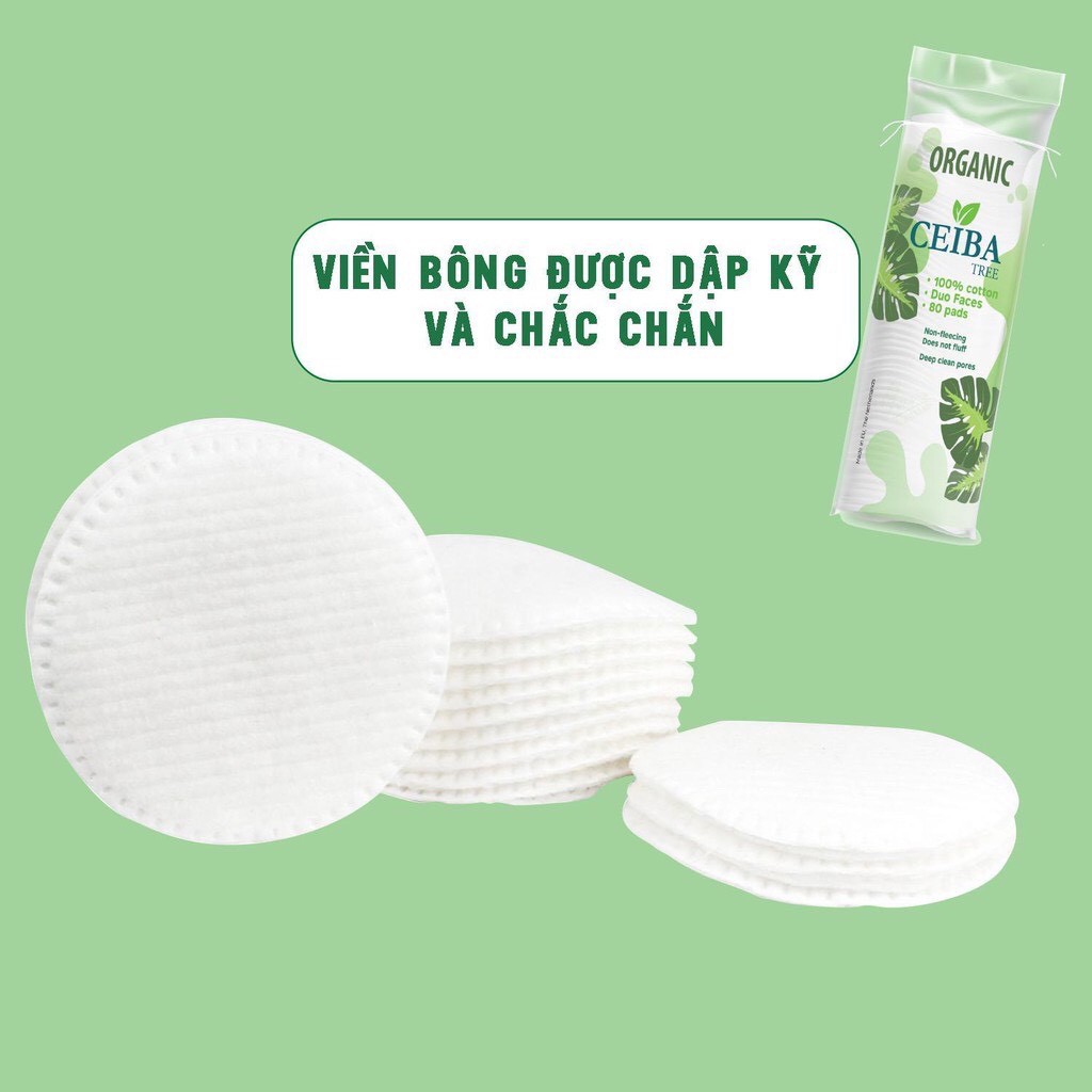 Bông Tẩy Trang Hữu Cơ Organic Ceiba Tree 80 miếng