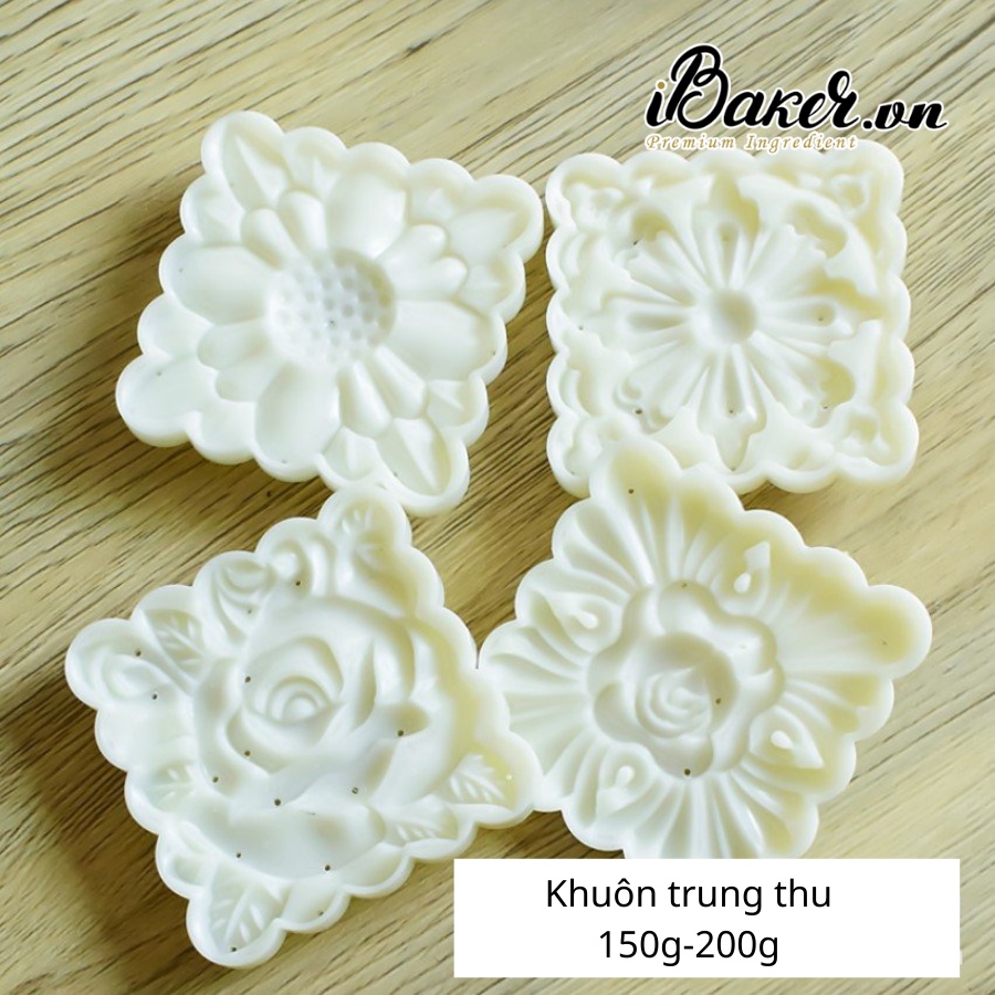 Khuôn trung thu lò xo Vuông - 4 mặt hoa