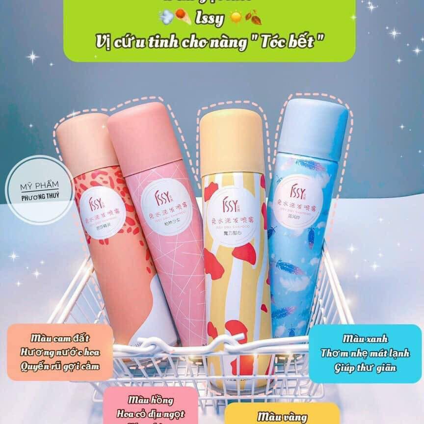 Dầu gội khô Issy dạng xịt không bết dính làm sạch nhanh giúp tóc bồng bềnh mượt mà 150ml