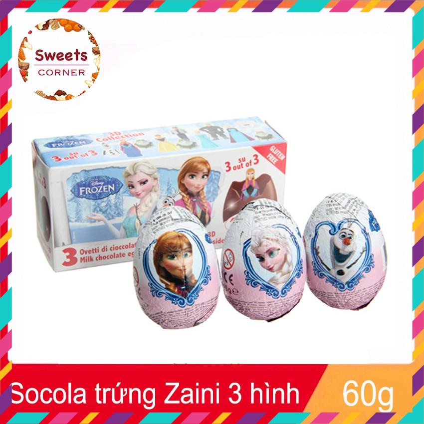Trứng socola đồ chơi Zaini Frozen hộp 60gr (3 trứng)  Date xa