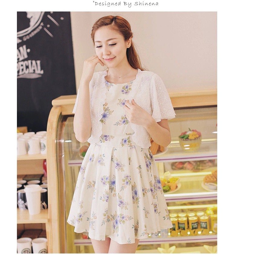 Áo khoác cardigan tay ngắn phối ren | BigBuy360 - bigbuy360.vn