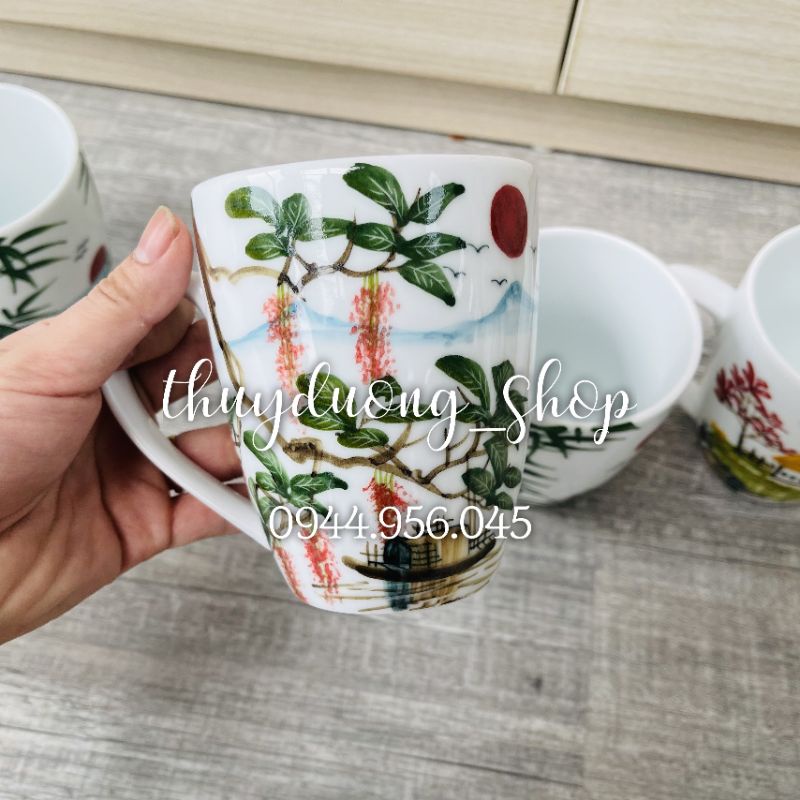Cốc sứ Bát Tràng vẽ tay cao cấp
