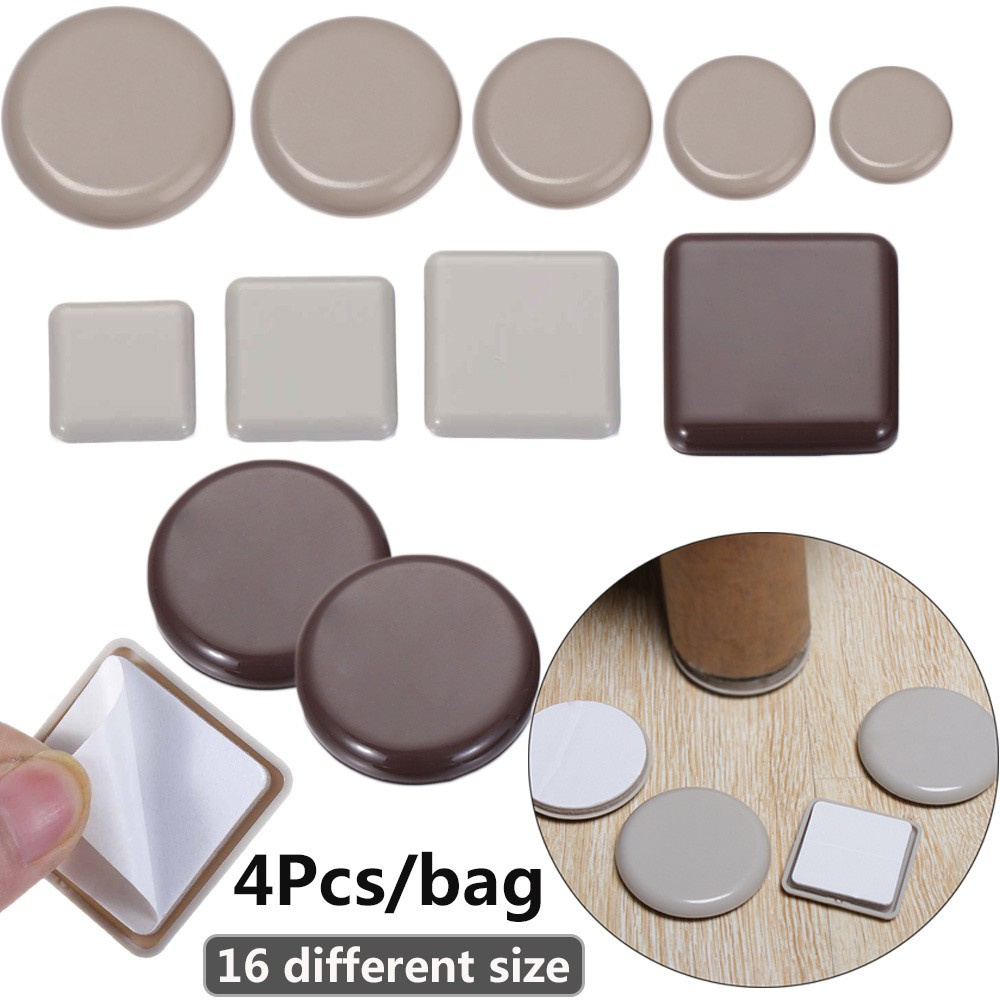 Bộ 4 Miếng Đệm Hình Tròn Dày Dặn Chống Trượt Chống Hoa Cúc Gắn Chân Ghế Sofa